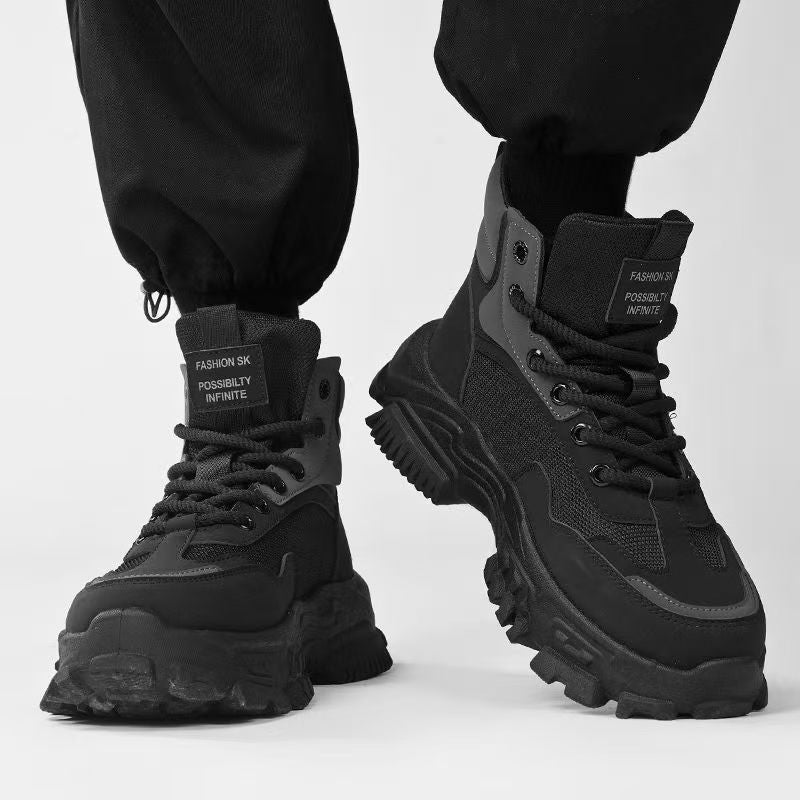 Men's Casual Canvas Martin Boots - Black - Image 3