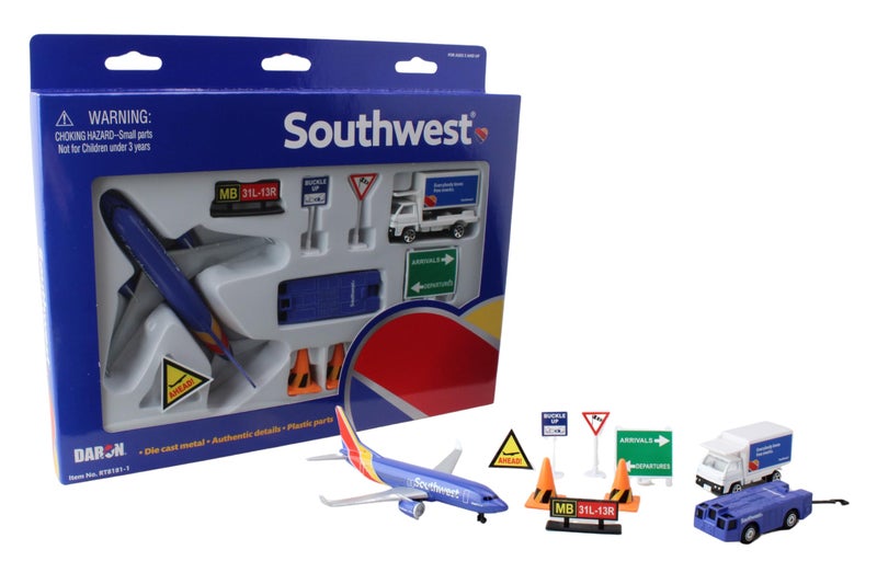 Daron Southwest Airlines Airport Playset with Die-Cast Metal Model Airplane with Plastic Parts, Cars and Transportation Toys for Kids Ages 3+ - Image 1