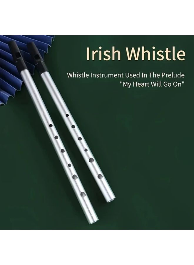 Irish Whistle Flute in C Key D Major Aluminum Alloy Golden Beginner Friendly with Teaching Materials for Students Age 14 and Up - Image 2