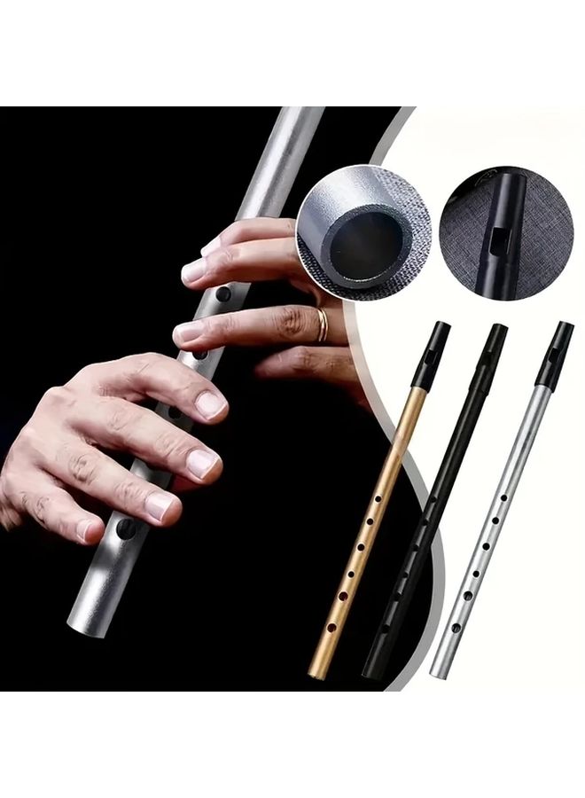 Irish Whistle Flute in C Key D Major Aluminum Alloy Golden Beginner Friendly with Teaching Materials for Students Age 14 and Up - Image 1