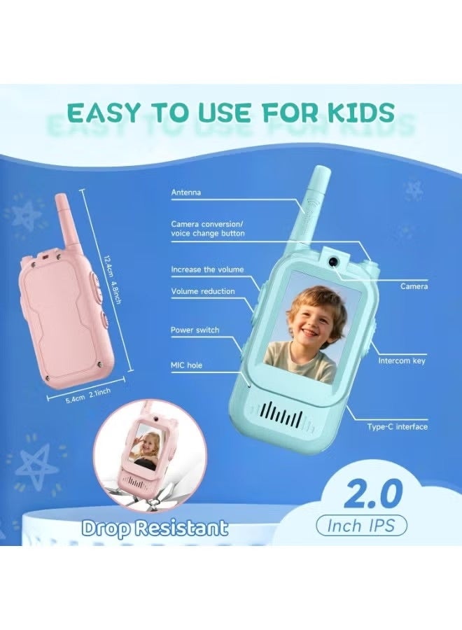 بايكو 2-قطعة الاطفال والكي-المتكلم مجموعة قابلة للشحن الوالدين والطفل إنترفون مع صوت مبدل داخلي في الهواء الطلق اللعب التخييم هدية للأعمار 3-8 - Image 3