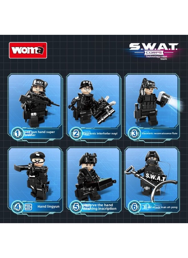 Woma Building Blocks Special Police Team Military Men Children Boys Assembled Toys Special Forces Weapons Suit-Color:C1025f1 Racing  - Image 3