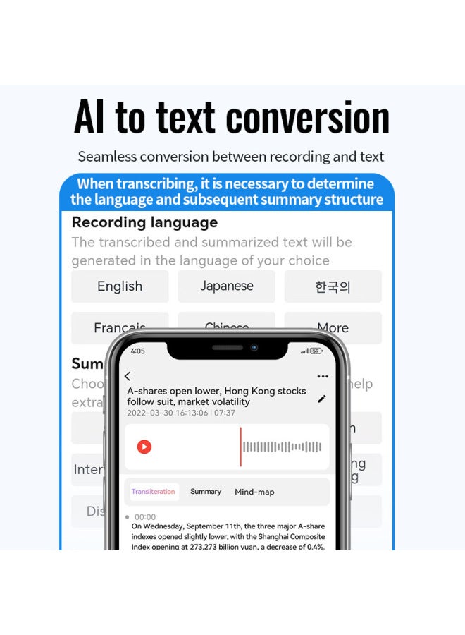 Explosion A6 AI Recorder ChatGPT Intelligent Transfer Translation Recording Pen APP Control Recorder-Color:English A6 (app With Chatgpt Intelligent Forwarding)-Capacity:16GB - Image 3