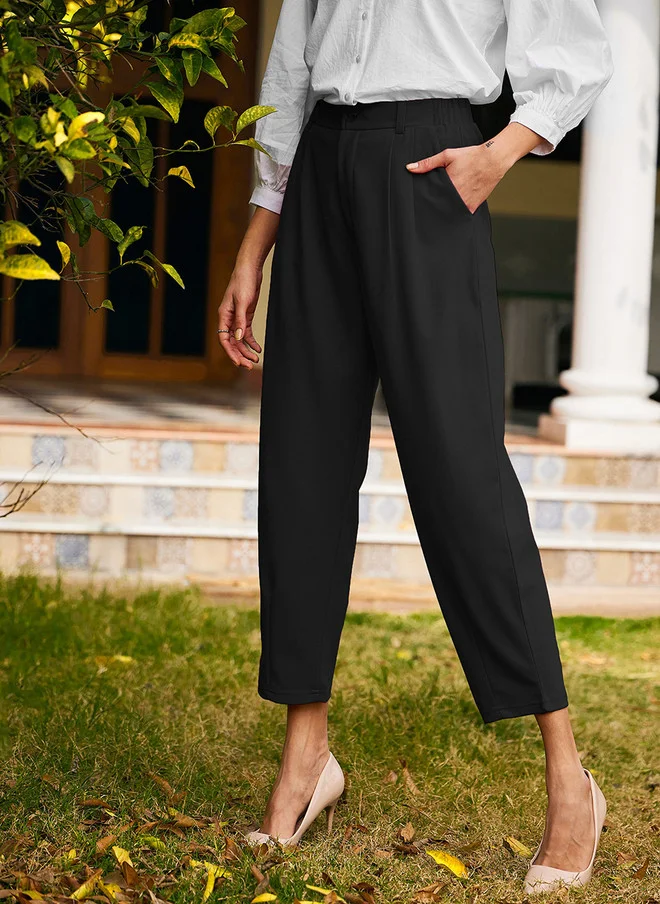 ساسافراس سراويل نسائية سوداء بقصة مستدقة