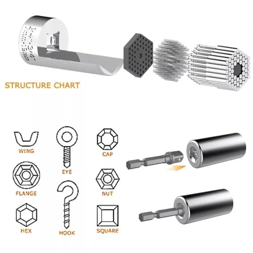 Zaptec Universal Socket Self-Adjusting 7mm-19mm (1/4" - 3/4") with Power Drill Adapter – Multi-Tool for Bolts, Nuts, Fasteners, Home Repair, Vehicle & DIY - Image 2