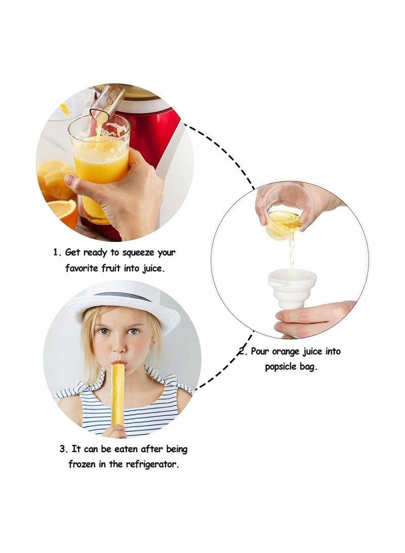 شاو تشن 100 قطعة من أكياس قوالب الثلج للاستعمال مرة واحدة، أكياس مصاصات الثلج محلية الصنع مع أنابيب تجميد الوجبات الخفيفة وأنابيب الفريزر للوجبات الخفيفة الصحية وعصائر العصائر(لون عشوائي) - Image 2