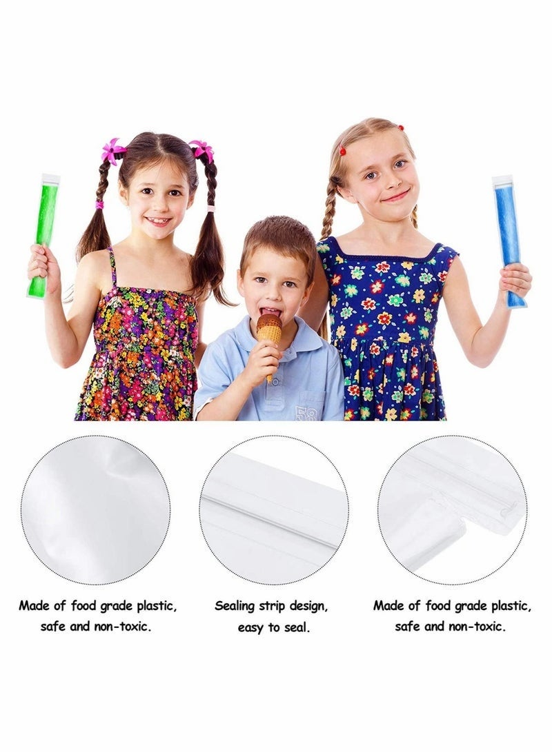 شاو تشن 100 قطعة من أكياس قوالب الثلج للاستعمال مرة واحدة، أكياس مصاصات الثلج محلية الصنع مع أنابيب تجميد الوجبات الخفيفة وأنابيب الفريزر للوجبات الخفيفة الصحية وعصائر العصائر(لون عشوائي) - Image 5