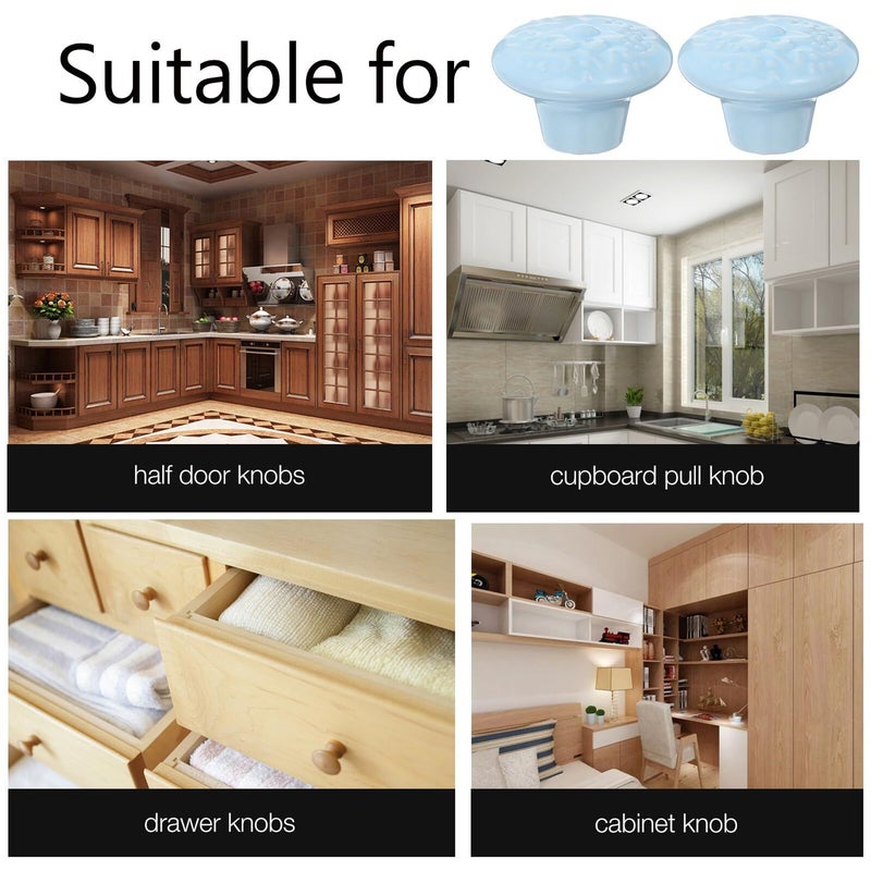 10Pcs Light Blue Ceramic Cabinet Knobs Drawer Pulls Porcelain Wardrobe Door Handles - Image 4