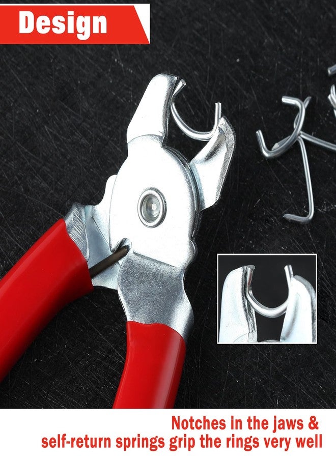 LEONTOOL 500 Pcs Hog Ring Pliers Kit, 3/4" 1/2" 3/8" Rings with Angled Pliers, Professional Upholstery Installation Kit for Pet Cages, Fencing, Auto Cushions, Sausage Casings - Image 3