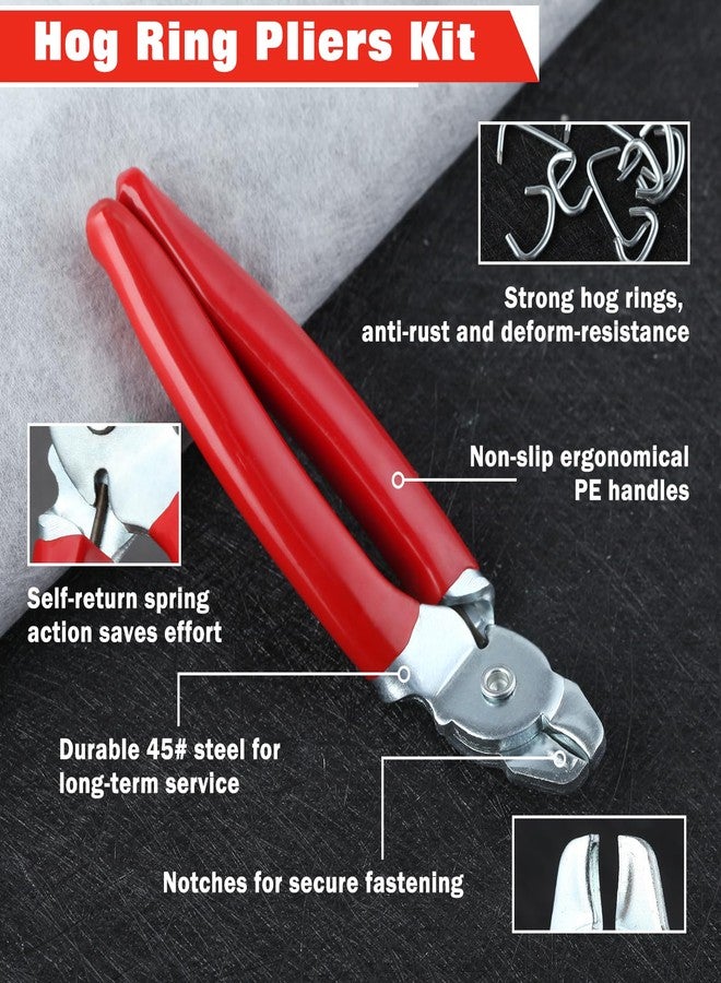 LEONTOOL 500 Pcs Hog Ring Pliers Kit, 3/4" 1/2" 3/8" Rings with Angled Pliers, Professional Upholstery Installation Kit for Pet Cages, Fencing, Auto Cushions, Sausage Casings - Image 2