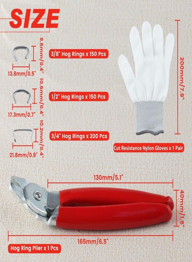 LEONTOOL 500 Pcs Hog Ring Pliers Kit, 3/4" 1/2" 3/8" Rings with Angled Pliers, Professional Upholstery Installation Kit for Pet Cages, Fencing, Auto Cushions, Sausage Casings - Image 4