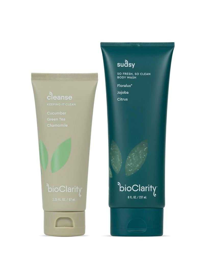 BioClarity - BioClarity Vegan Face Cleanser & Body Wash, Gentle Green Tea & Cucumber Cleanse, Exfoliating & Moisturizing Skincare Bundle, 100% Vegan - Image 1