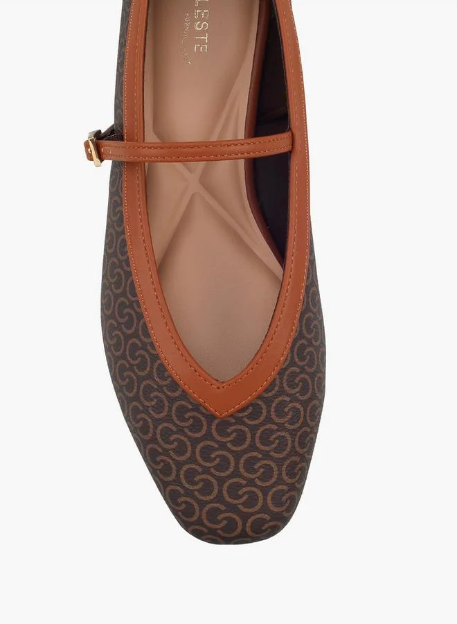 Celeste BROWN Women Monogram Print Mary Jane Shoes for Women | Best Price UAE