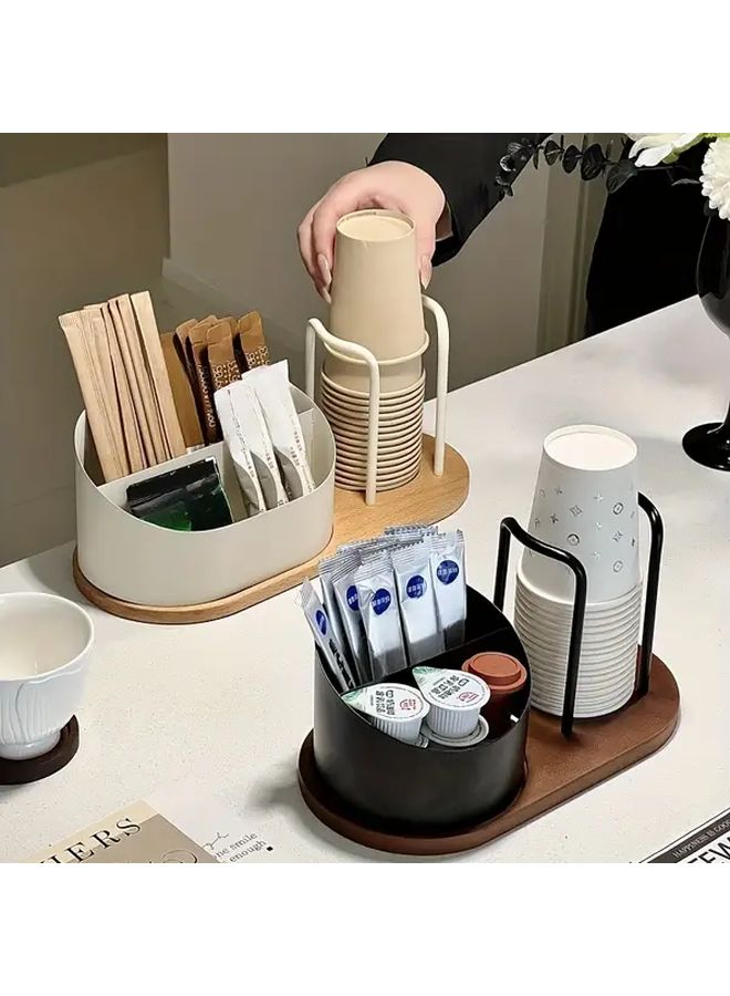 Black Small Coffee Straw Storage Rack for Kitchen Office Workspace Organization - Image 1