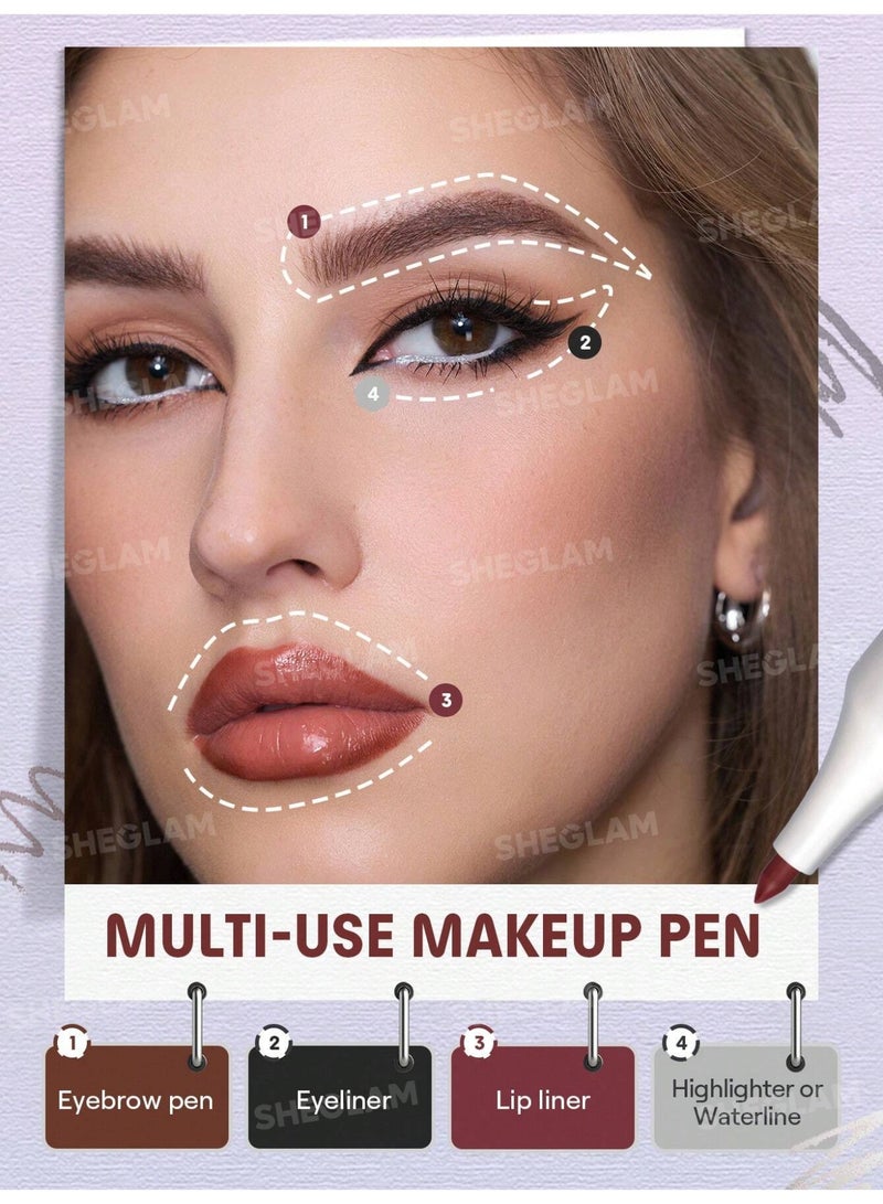 شيجلام The Everywhere 4-in-1 Liner Pen – Eyeliner, Brow Pencil, Lip Liner & Highlighter, Multi-Use Makeup Pen multicolour - Image 4