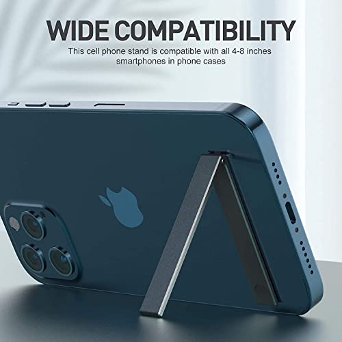 MMAK ‎Aluminium Thin Pocket Magnetic Mobile Kickstand Compatible for Any Cellphone, Vertical and Horizontal Tabletop Adjustable Angle (Black) - Image 3