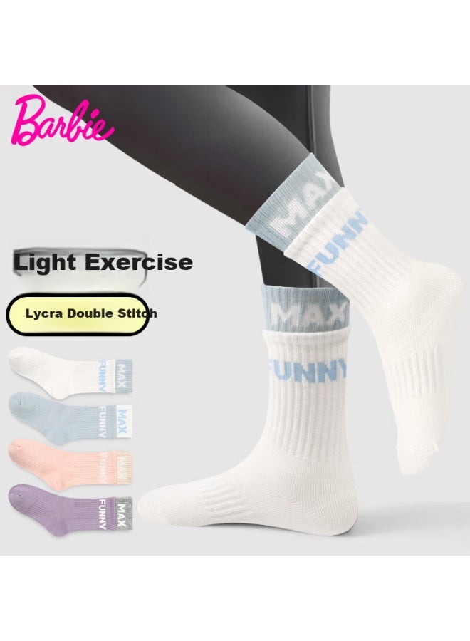 Barbie Children's Mid-calf Socks Girls Spring Autumn Cotton Running Sports Yoga Socks With Shark Pants Long Socks Winter - Image 1