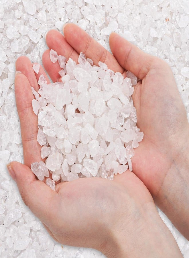 ELFULLY 5 lbs Small Natural White Quartz Crystal Stone, Irregular Aquarium Gravel, Mini Clear Tumbled Chips Crushed Stone, Healing Reiki Gemstones, Decorative Pebbles Rocks for Vase Tank Plant, 7-9 mm - Image 1