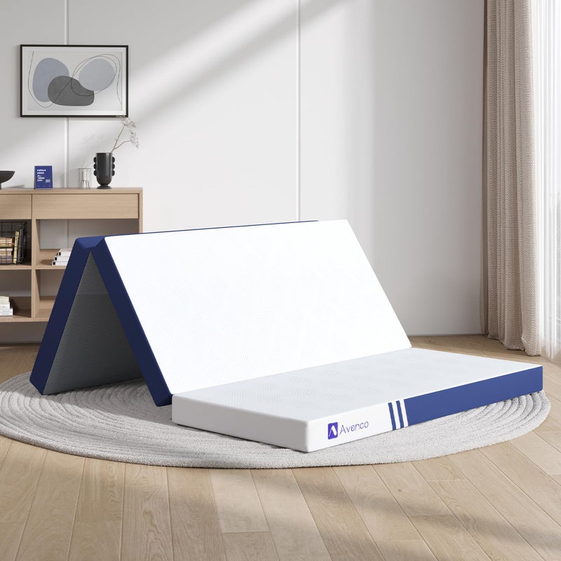 Avenco Foldable Mattress Full, Folding Mattress 4 Inch Memory Foam, Trifold Mattress Portable with Removable Cover & Detachable for Guest Room/Caravan/Camping/Travel, Full Size 75"x54"x4" - Image 1
