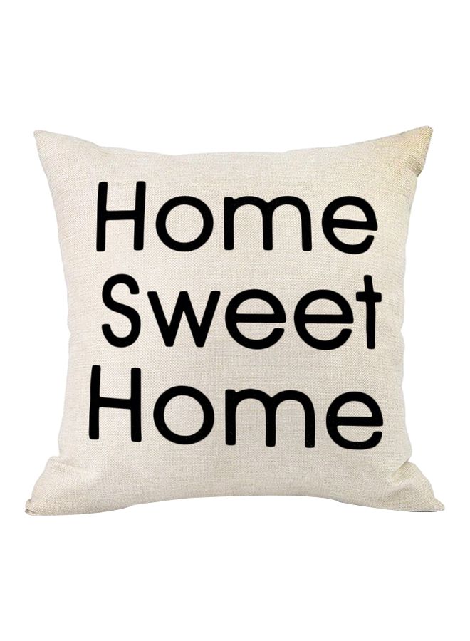 NIBEMINENT Home Sweet Printed Cushion Cover Beige/Black 45x45cm