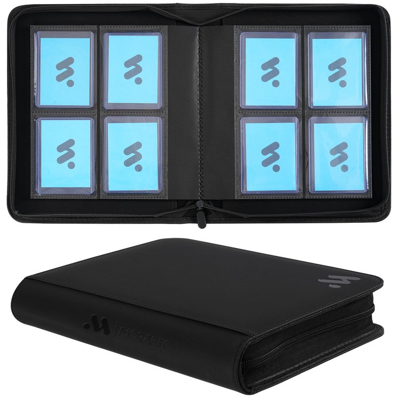 MORABTO Top Loader Binder, Holds 128 Top Loaders,4 Pocket Top Loader Binders for 3" x 4" Rigid Cards,Card Album Folder for Hard Plastic Top Loaders - Image 1