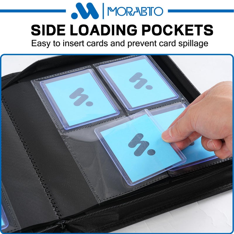 MORABTO Top Loader Binder, Holds 128 Top Loaders,4 Pocket Top Loader Binders for 3" x 4" Rigid Cards,Card Album Folder for Hard Plastic Top Loaders - Image 4