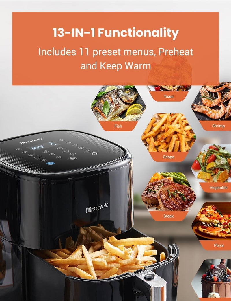 Proscenic T22 Air Fryer, Smart Air Fryer 5L with 13 Presets & Shake Reminder, LED Touch Screen, Compatible with APP & Alexa, 100+ Online Recipes, Low-Noise, Non-Stick Basket, 1500W - Image 4