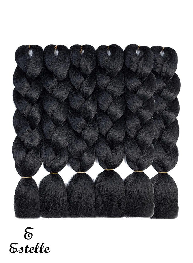 إستيل وصلات شعر تجديل جامبو 60 سم شعر صناعي للتضفير (لون أسود) - Image 1