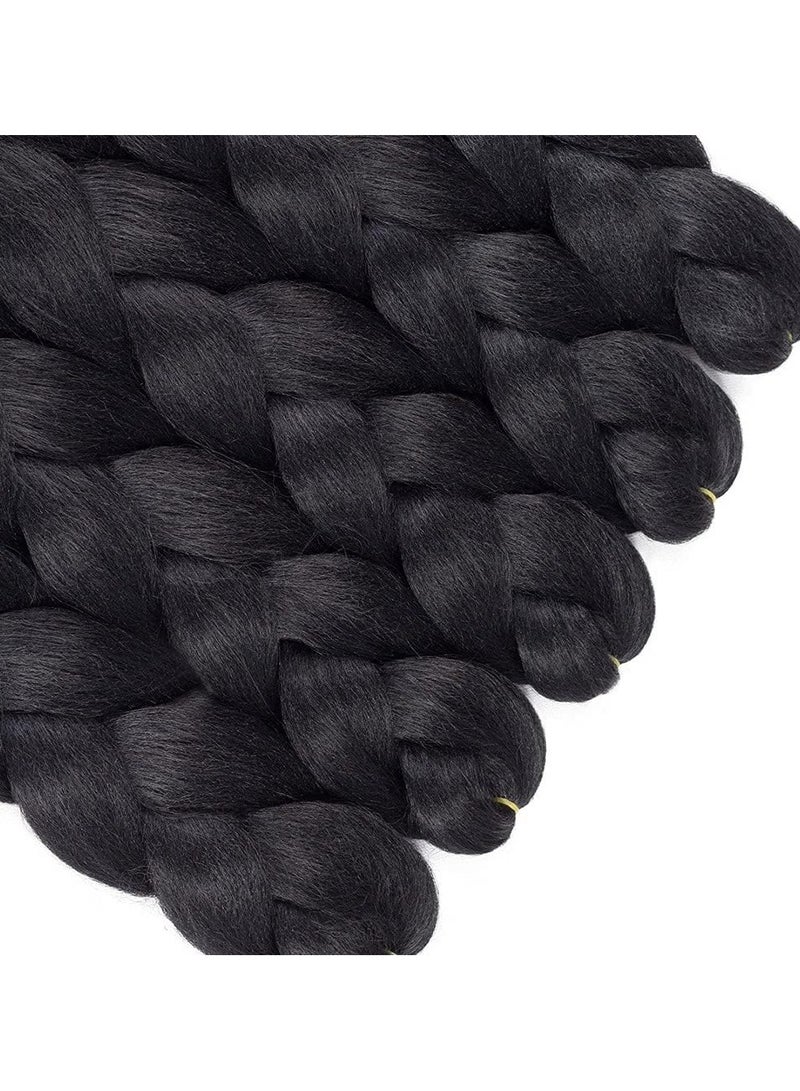 إستيل وصلات شعر تجديل جامبو 60 سم شعر صناعي للتضفير (لون أسود) - Image 2