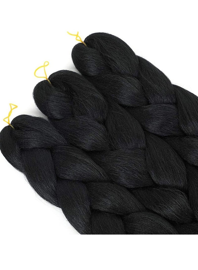 إستيل وصلات شعر تجديل جامبو 60 سم شعر صناعي للتضفير (لون أسود) - Image 4