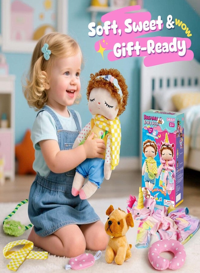 Golray 13'' Soft Baby Doll for Girls - My First Baby Doll with Blonde Hair, Unicorn Dolls Clothes & Yellow Scarf, Pretend Play Toys for Toddlers, Birthday Gift for 3 4 5 6 7 8 Year Old Girls - Image 4