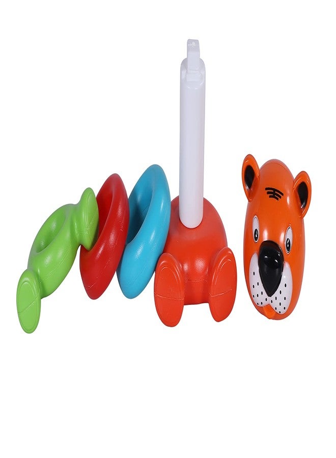 Toyzone Impex Pvt Ltd Toyzone Tiger Ringtoss-61410 | Plastic Ringtoss Stacking Ring Throw Game for Toddlers,Indoor/Outdoor Activity|Multi-Colored Durable Plastic Rings|Learning Activity for Kids - Image 4