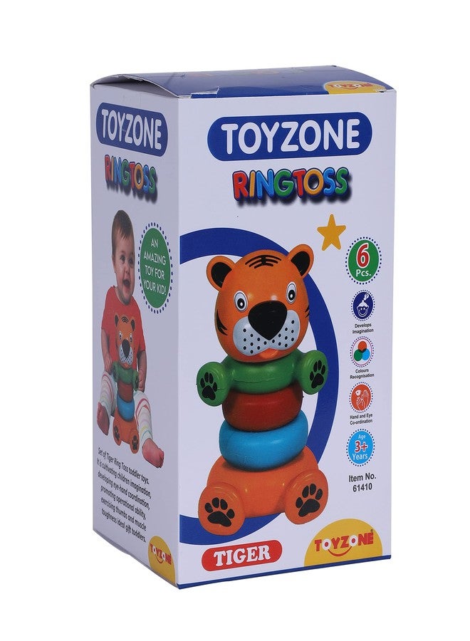 Toyzone Impex Pvt Ltd Toyzone Tiger Ringtoss-61410 | Plastic Ringtoss Stacking Ring Throw Game for Toddlers,Indoor/Outdoor Activity|Multi-Colored Durable Plastic Rings|Learning Activity for Kids - Image 5