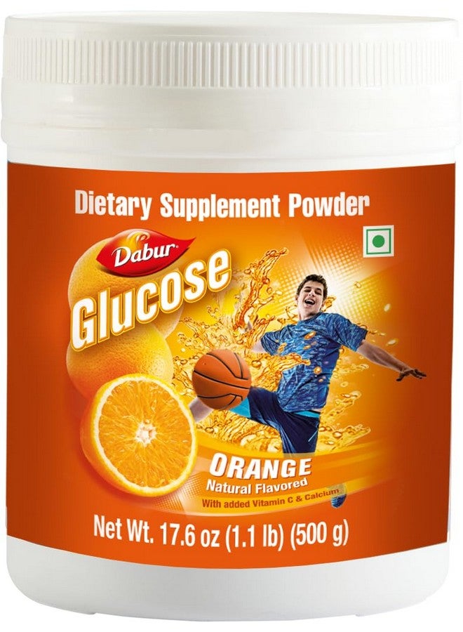 Dabur دابور جلوكوز - مسحوق جلوكوز - مدعم بفيتامين د والكالسيوم - طعم البرتقال اللذيذ - 500 جرام - Image 1