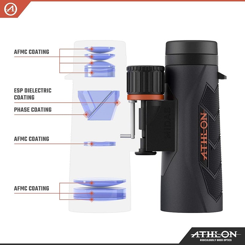 Athlon Optics 8x42 Midas G2 UHD Black Binoculars with Eye Relief for Adults and Kids, High-Powered Binoculars for Hunting, Birdwatching, and More - Image 5