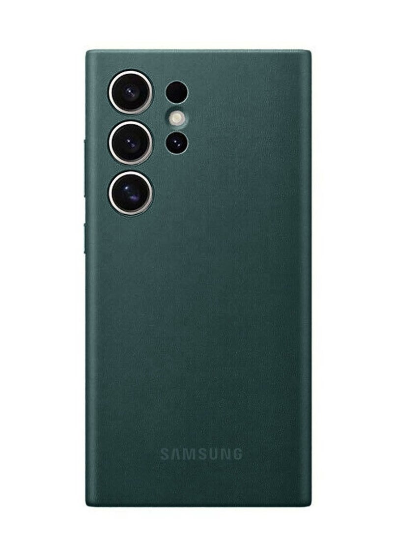 Techie Samsung Galaxy S24 Ultra 2024 Vegan Leather Case Nature Friendly Case – Dark Green - Image 1