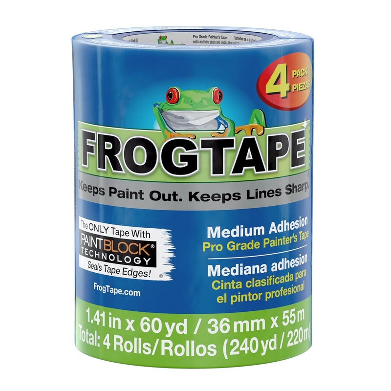 FrogTape Shurtape 1.41" x 60 yds 104956 Blue Pro Grade Painter's Tape, 4-Pack - Image 1