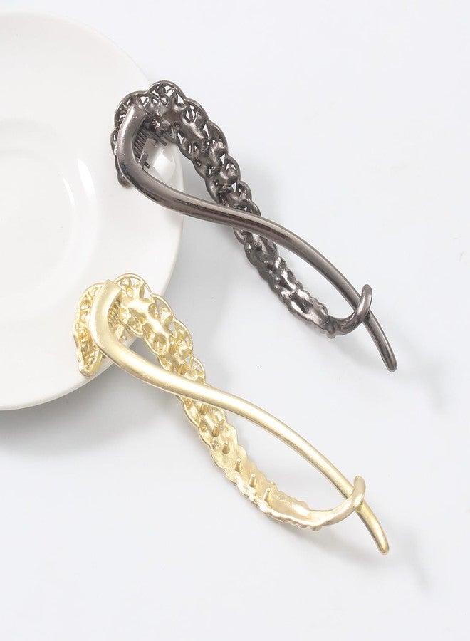 Merdia 4.25" Sparkling Created Crystal Twisted Large Flat Hair Clips for Women | Non-Slip Strong Hold Flat Back Clips for Women Thick & Thin Fine Hair | Fine Addition in Jewelry Set & Styling Accessories - Image 4