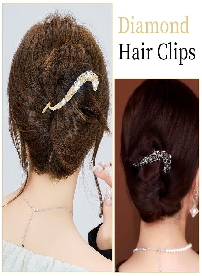 Merdia 4.25" Sparkling Created Crystal Twisted Large Flat Hair Clips for Women | Non-Slip Strong Hold Flat Back Clips for Women Thick & Thin Fine Hair | Fine Addition in Jewelry Set & Styling Accessories - Image 5
