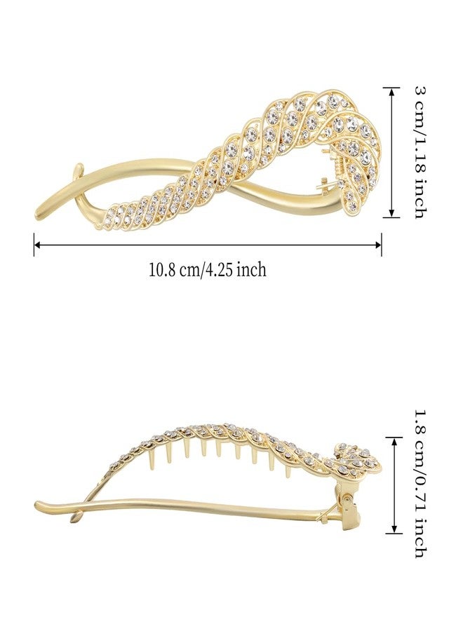 Merdia 4.25" Sparkling Created Crystal Twisted Large Flat Hair Clips for Women | Non-Slip Strong Hold Flat Back Clips for Women Thick & Thin Fine Hair | Fine Addition in Jewelry Set & Styling Accessories - Image 2