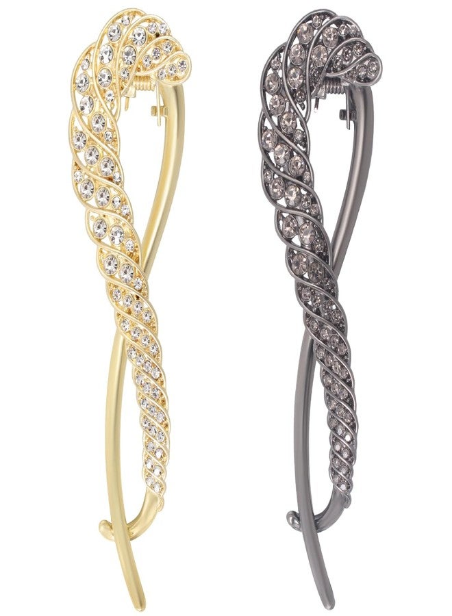 Merdia 4.25" Sparkling Created Crystal Twisted Large Flat Hair Clips for Women | Non-Slip Strong Hold Flat Back Clips for Women Thick & Thin Fine Hair | Fine Addition in Jewelry Set & Styling Accessories - Image 1