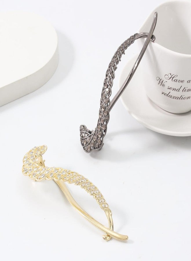 Merdia 4.25" Sparkling Created Crystal Twisted Large Flat Hair Clips for Women | Non-Slip Strong Hold Flat Back Clips for Women Thick & Thin Fine Hair | Fine Addition in Jewelry Set & Styling Accessories - Image 3