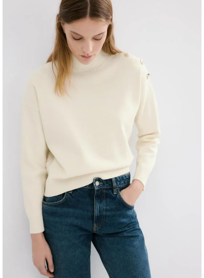 Mango Knitted Sweater With Jewel Buttons