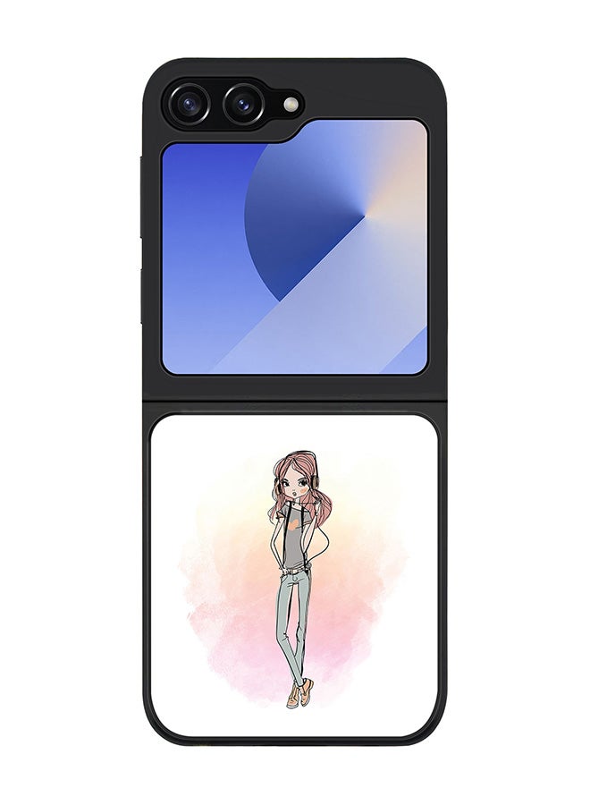 Stylizedd Rugged Black edge case for Samsung Galaxy Z Flip7 FE, Slim fit Soft Case Flexible Rubber Edges Anti Drop TPU Gel Thin Cover -  Girl Next Door - Image 1