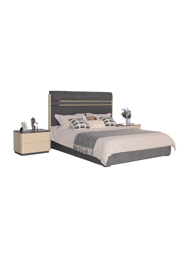 DANUBE HOME Hanson 180X200 Upholstered King Bed  | Modern Design Wooden Double-D.Grey/Khaki - Image 2