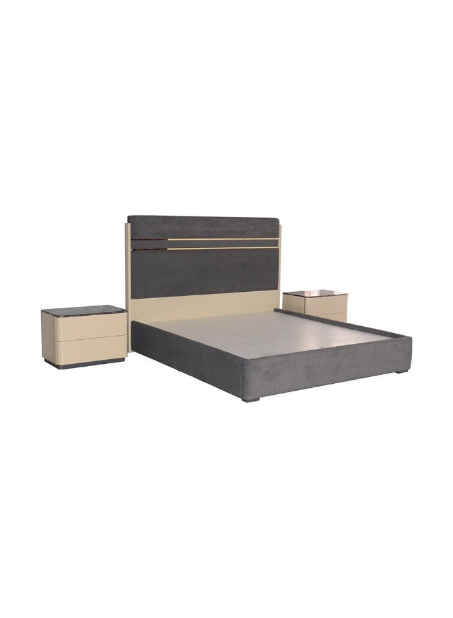 DANUBE HOME Hanson 180X200 Upholstered King Bed  | Modern Design Wooden Double-D.Grey/Khaki - Image 4