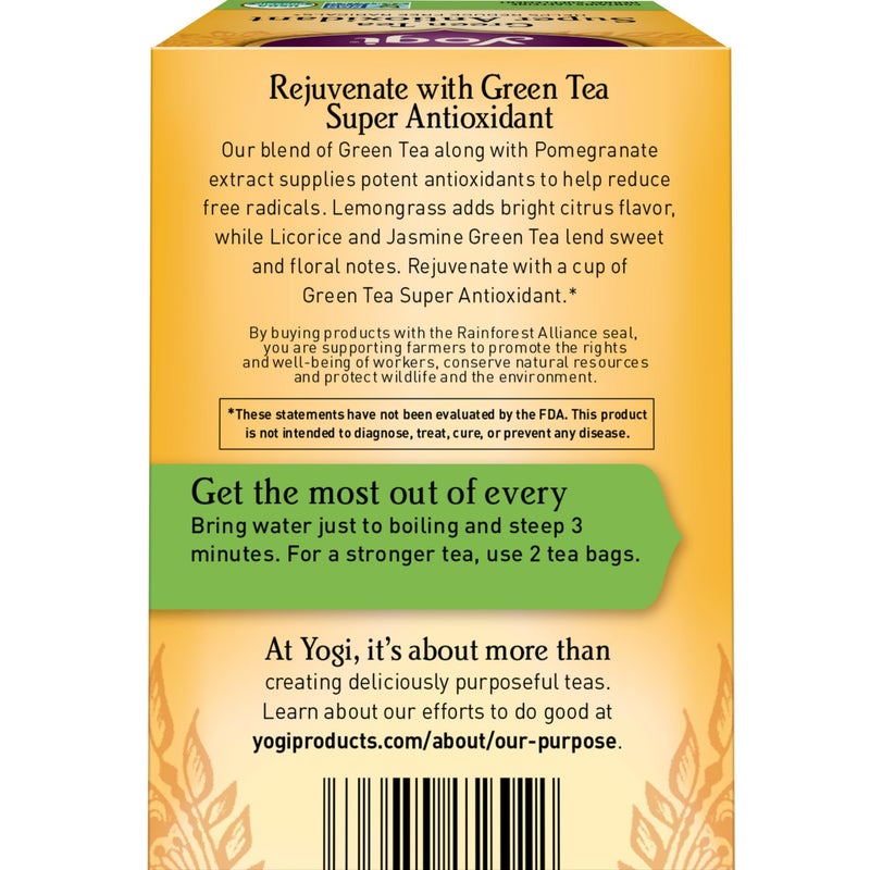 Yogi Tea Green Tea Super Antioxidant Tea - 16 Tea Bags per Pack (6 Packs) - Organic Green Tea for Antioxidant Support - Includes Green Tea Leaf, Licorice Root, Jasmine Green Tea Leaf & More. - Image 2