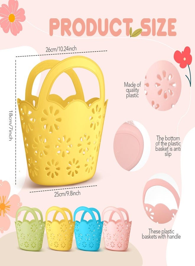Nuogo 10 Pack Plastic Baskets Beach Bags with Handles Plastic Portable Easter Egg Basket Bathroom Caddy Flexible Multipurpose Reusable Organizer for Bathroom Dorm Communal Showers Kitchen School - Image 2