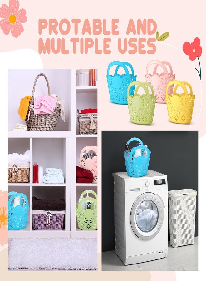 Nuogo 10 Pack Plastic Baskets Beach Bags with Handles Plastic Portable Easter Egg Basket Bathroom Caddy Flexible Multipurpose Reusable Organizer for Bathroom Dorm Communal Showers Kitchen School - Image 4