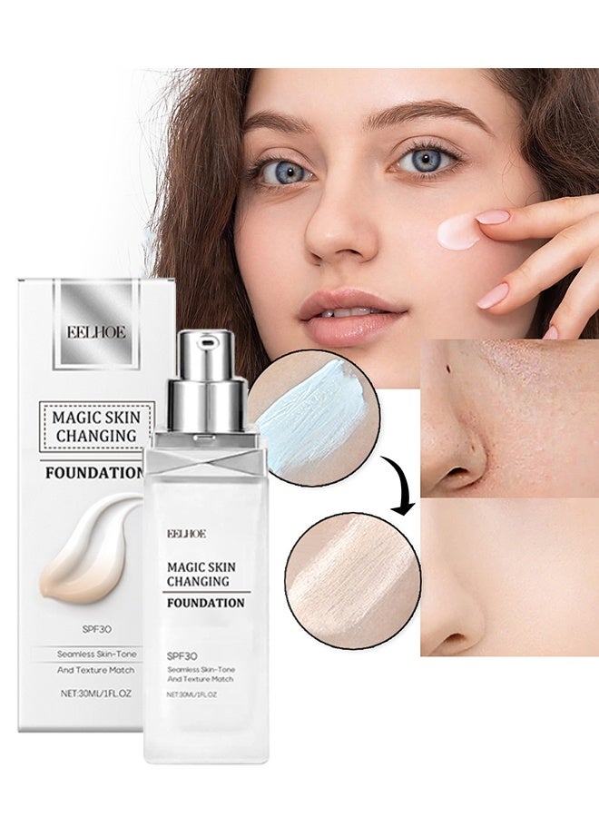 EELHOE Magic Skin Changing Foundation- Concealer Cream Flawless,Colour Changing Foundation for Different Skin Tone 30ml - Image 1
